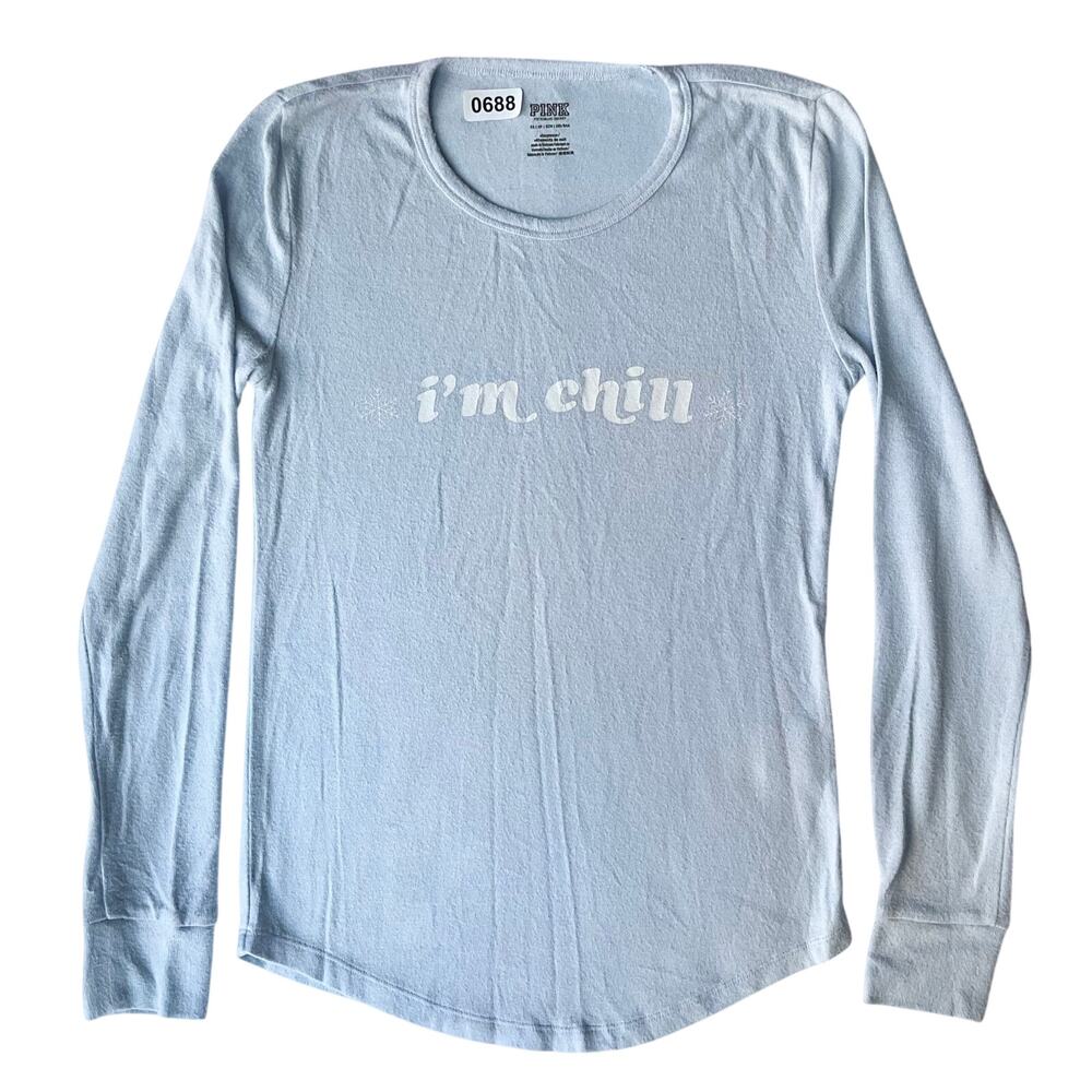 Pink Victoria’s Secret Women’ Long Sleeve Sleepwear Shirt size XS,Blue,I’m Chill